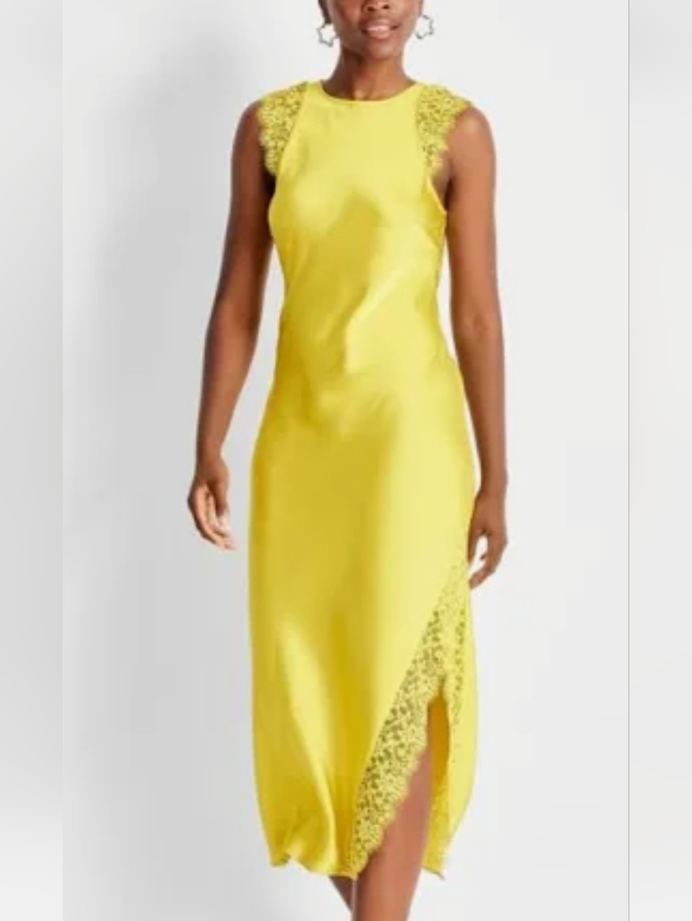 Target Women's Sleeveless Lace Trim Ankle Dress - Future Collective Yellow L